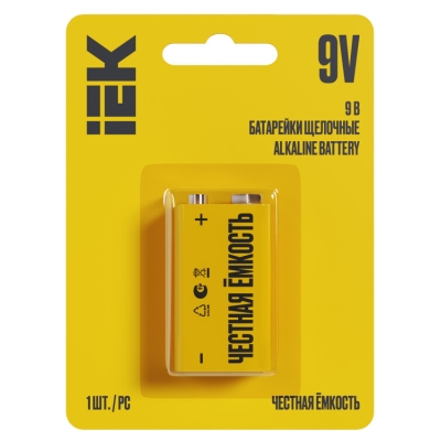 Элемент питания алкалиновый "крона" 6LR61 9В Alkaline (блист.1шт) ABT-6LR619V-OP-L01