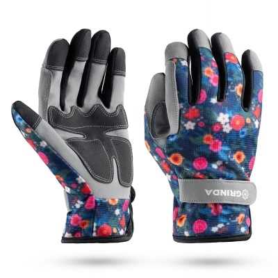 GRINDA AMBER, M (8), садовые перчатки из искусственной кожи с усиленным наладонником и кончиками пальцев, PRO Line (1139-M)