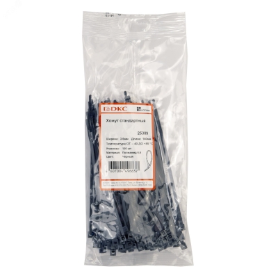 Хомут кабельный 3.6х140 полиамид черн. 25309SR