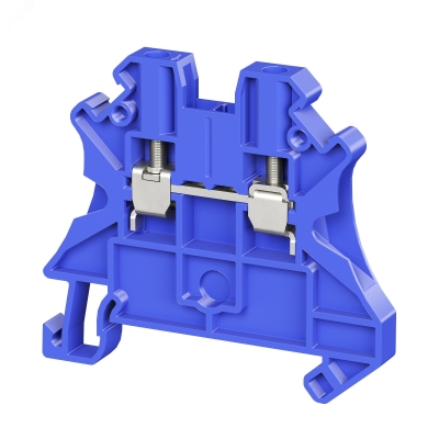 Клемма проходная, винтовой зажим, 2 точки подключения, 2.5 кв.мм, синяя TUR-2.5R-BU