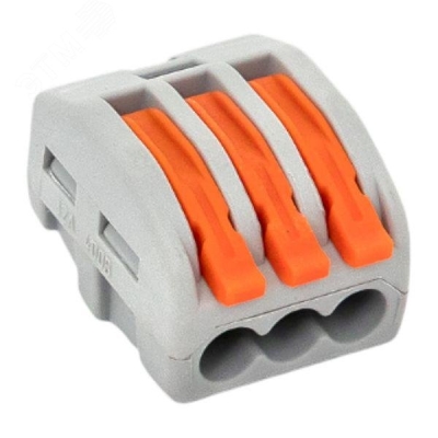 Клемма строительно-монтажная СМК 222-413 3-проводная 0.08-2.5кв.мм с рычагом (уп.100шт) PROxima plc-smk-413