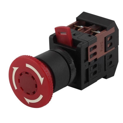 Кнопка "Грибок" AE-22 BBG10-AE-K04E d22мм 1з+1р 240В с фиксацией красн. Б0045629