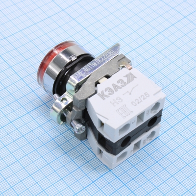 Кнопка КМЕ4611мЛС-220В-красный-1но+1нз-цилиндр-IP65- 332057