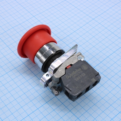 Кнопка с гриб головкой SB4 в сборе 22мм 40мм красная с возвратом металл 1НЗ SB4BC42