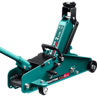 KRAFTOOL S-PIN, 2.5 т, 140 - 385 мм, подкатной домкрат с увеличенным подъемом и фиксатором (43457-2.5)