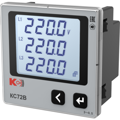 КС72В Вольтметры трехканальные 1RS-485 (лицевая панель 72х72 мм)