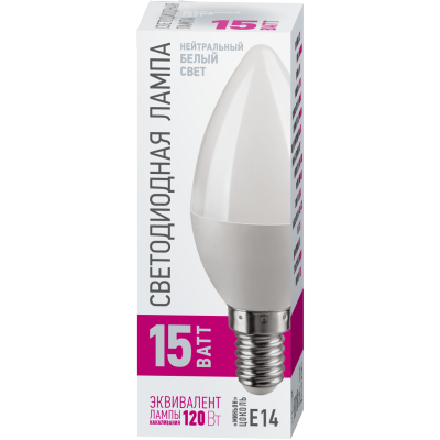 Лампа светодиодная 15вт OLL-C37-15-230-4K-E14-PROMO ОНЛАЙТ 32024