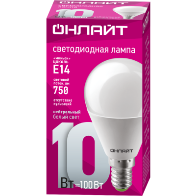 Лампа светодиодная 61 966 OLL-G45-10-230-4K-E14 10Вт 61966