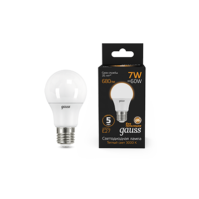 Лампа светодиодная Black 7Вт A60 грушевидная 3000К тепл. бел. E27 680лм 102502107