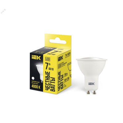 Лампа светодиодная Eco 7Вт PAR16 софит 4000К нейтр. бел. GU10 230В IEK LLE-PAR16-7-230-40-GU10
