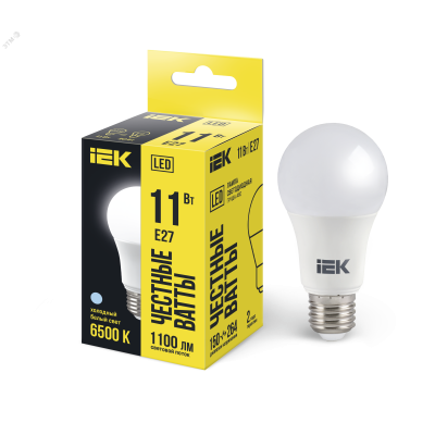 Лампа светодиодная ECO A60 11Вт грушевидная 230В 6500К E27 IEK LLE-A60-11-230-65-E27