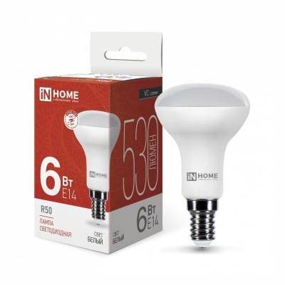 Лампа светодиодная LED-R50-VC 6Вт рефлектор 4000К нейтр. бел. E14 530лм 170-265В 4690612024264