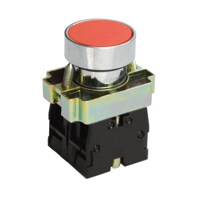 LAY5-BA45, красный, 1НО+1НЗ, цилиндр, хром, без подсветки, d22мм (ЭТ)