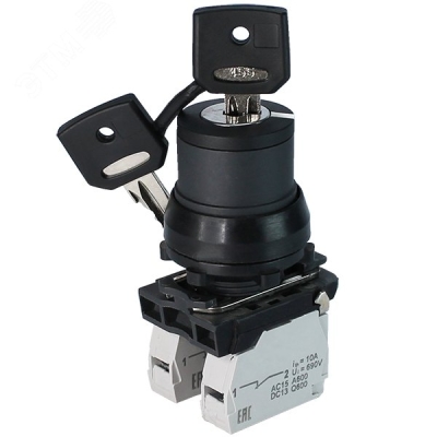 Переключатель ПЕ-171 исп.2 1з+1р 10А 660В замок на 2 положения 0 +90град. (ключ в положении "включено" не вынимается) IP40 ET514794