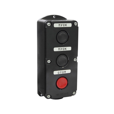 ПКЕ 212-3 У3, 10А, 660В, 3 элемента, чёрный и красный цилиндр, накладной, IP40 (ЭТ)