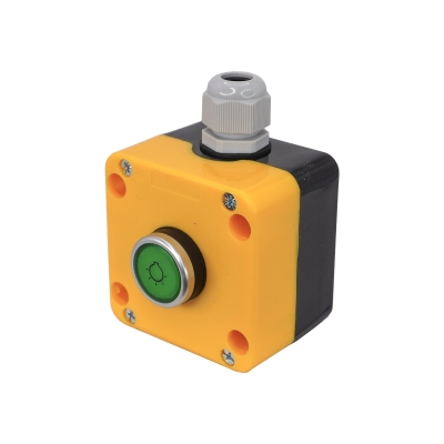 ПКУ22-1W1M-65У1, 1 зелёный цилиндр с подсветкой 220В AC (НО), IP65 (ЭТ)