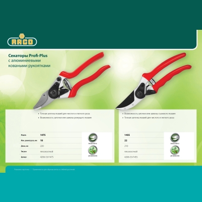 RACO Profi-Plus 147S, 200 мм, с алюминиевыми коваными рукоятками, плоскостной секатор (4206-53/147S)