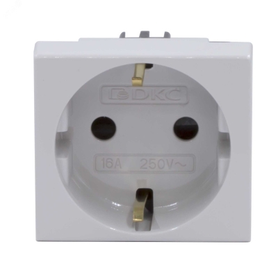 Розетка 1-м 2мод. Viva 16А IP20 2P+E с заземл. защ. шторки сер. 45025