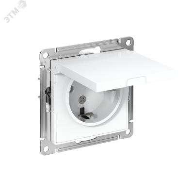 Розетка 1-м СП AtlasDesign 16А IP20 с заземл. защ. шторки с крышкой механизм бел. SE ATN000146