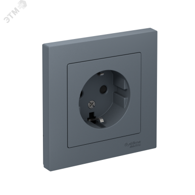 Розетка 1-м СП AtlasDesign 16А IP20 с заземл. защ. шторки в сборе грифель SE ATN000744