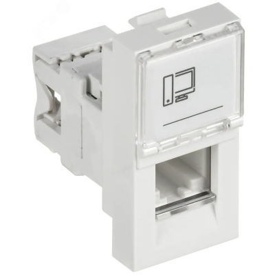 Розетка компьютерная 1-м 1мод. Праймер RJ45 кат.5E UTP механизм IEK CKK-40D-RI1-K01