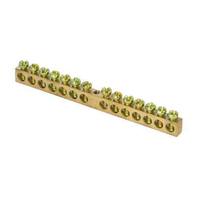 Шина PEN "ноль-земля" (6х9мм) 14 отверстий латунь крепеж по центру розничный стикер PROxima sn0-63-14-r