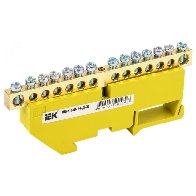 Шина PE "земля" на DIN-изол ШНИ-6х9-14-Д-Ж YNN10-69-14D-K05