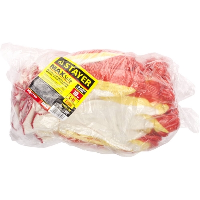STAYER EXPERT-2, L-XL, х/б перчатки с двойным латексным обливом, повышенная износостойкость, 10 пар (11409-H10)