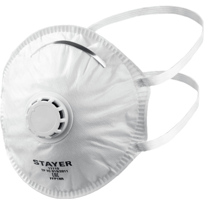 STAYER KV-80, класс защиты FFP1, коническая, фильтрующая полумаска с клапаном выдоха (11110)