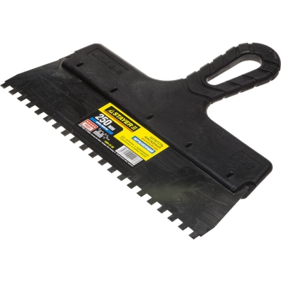 STAYER PROFlat, 250 мм, зуб 6 х 6 мм, пластиковая ручка, зубчатый, нержавеющий фасадный шпатель, Professional (1009-25-06)