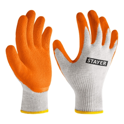 STAYER ULTRA, S-M, х/б перчатки с рельефным латексным покрытием, противоскользящие (11403-S)