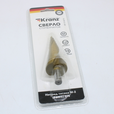Сверло ступенчатое, 6-8-10-12-14-16-18-20-22-24-26-28-30мм, Р6М5, ТИТАН, трехгр.хвостовик KR-12-6616