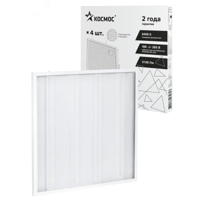 Светильник светодиодный 36Вт 6500К 176-264В 595х595х18 ДВО офисный призма панель KOC_DVO36W6.5K_PR