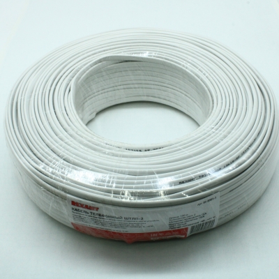 Телефонный кабель ШТЛП 2 жилы CCA, 100м, белый