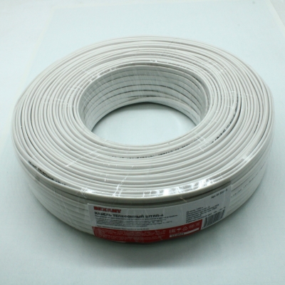 Телефонный кабель ШТЛП 4 жилы CCA, 100м, белый