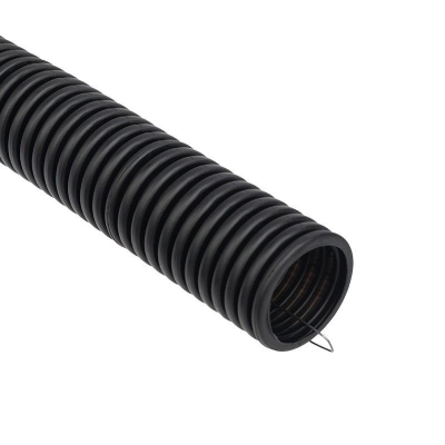 Труба гофрированная ПНД d25мм с протяжкой черн. 28-0025-3