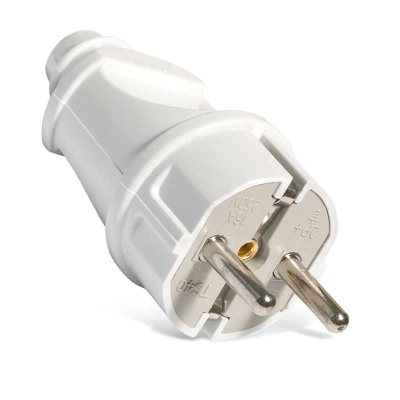 Вилка электрическая прямая 16А 250В с заземл. бел. (еврослот) А101