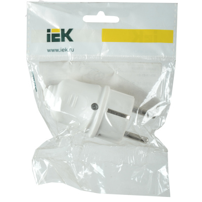 Вилка прямая ВПп10-01-Ст разборная с заземл. контактом 16А бел. IEK EVP10-16-01-K01