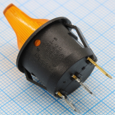 Выкл круглый 250В 6А желтый