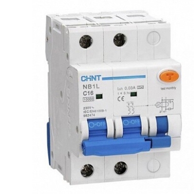 Выключатель автоматический дифференциального тока 2п C 25А 30мА тип AC 10кА NB1L (54мм) CHINT 205093