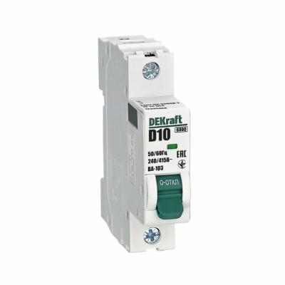 Выключатель автоматический модульный 1п D 10А 6кА ВА-103 DEKraft 12335DEK