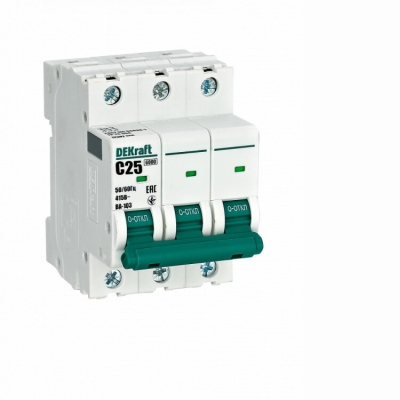 Выключатель автоматический модульный 3п C 25А 6кА ВА-103 DEKraft 12307DEK