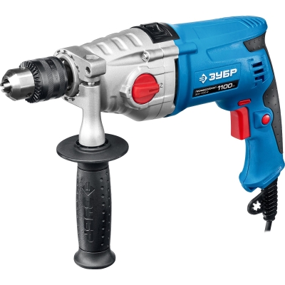ЗУБР 1100 Вт, 13 мм, 2 скорости, ударная дрель, мет. корпус, Профессионал (ЗДУ-1100-2 ЭРМКМ2)