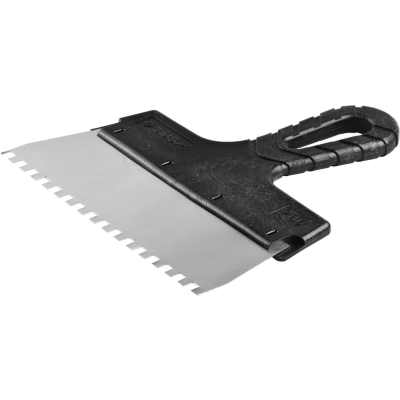 ЗУБР 200 мм, зуб 6 х 6 мм, пластиковая ручка, нержавеющий фасадный шпатель (10078-20-06)