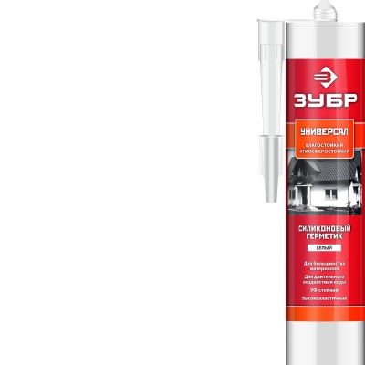 ЗУБР 280 мл, белый, универсальный силиконовый герметик (41233-0)