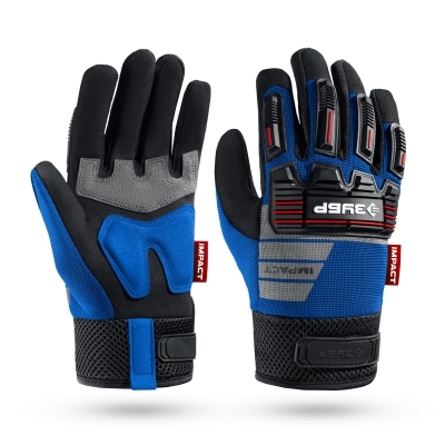 ЗУБР IMPACT р.XL (10), синие, профессиональные комбинированные перчатки, антивибрационные, противоударные, Профессионал (11476-XL)