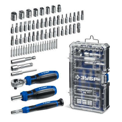 ЗУБР Компакт 74 предм., система стыковки Z-БОКС, универсальный набор инструмента, Профессионал (25283)