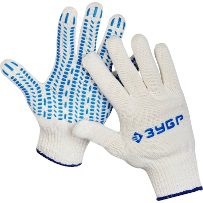 ЗУБР ПРОТЕКТОР L-XL, х/б перчатки с мягким ПВХ-гель ″протектор″, увеличенная площадь покрытия, 10 класс, Профессионал (11452-XL)