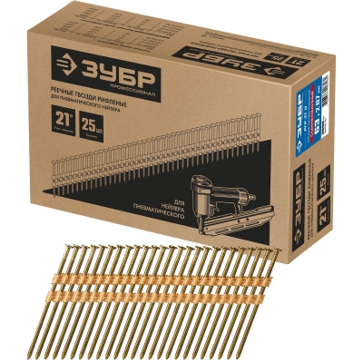 ЗУБР SN21 63 х 2.87 мм, реечные гвозди рифленые оцинкованные, 3000 шт (305393-63)