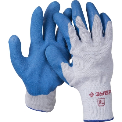 ЗУБР СУПЕРПРОЧНЫЕ, XL (10), перчатки с утолщённым рельефным латексным покрытием, противоскользящие, 10 класс, Профессионал (11260-XL)